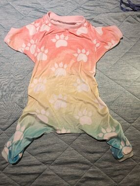 Dogs Rainbow Paw-Print One-Piece Jammies